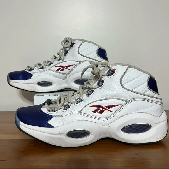 Reebok Question Mid White Pearlized Blue Toe - Allen Iverson - Size 11 GX0227 - Picture 2 of 15